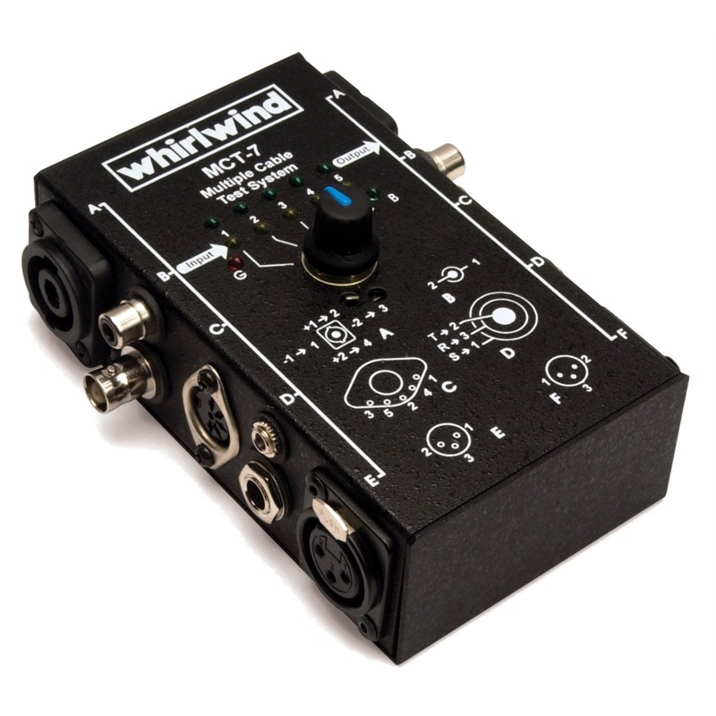 Mct 7   Kabeltester Til R, Trs Jack, 3,5 Mm Jack, 5 Polet Din, Bnc, Nl4 Og Phono fra Whirlwind