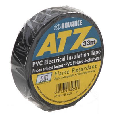 AT7 PVC Tape 19mm x 33m - Professionel Kvalitet, Sort