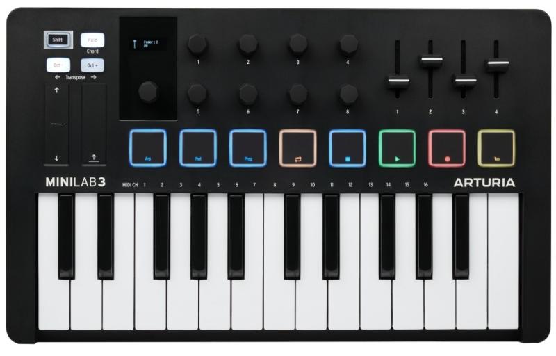 Arturia MiniLab 3 MIDI Keyboard - Sort til Musikproduktion