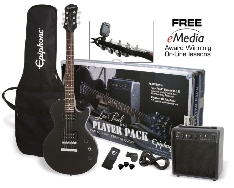 Epiphone Les Paul Player Pack Ebony – Komplet Guitar Sæt